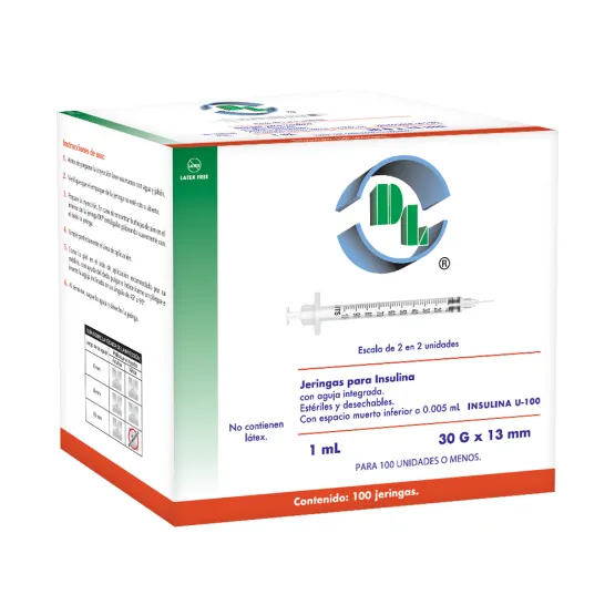 Las Jeringas DL están fabricadas con materiales plásticos grado médico, no tóxicos y libres de látex por lo que no provocan reacciones tisulares, el acero inoxidable es austenítico equivalente al tipo AISI 304. Son estériles, desechables, libres de pirógenos y están ensambladas con agujas que bajo condiciones normales de uso, no producen sustancias tóxicas. En Jeringas para vacunación de 1ml, CORPORATIVO DL presenta un émbolo de seguridad que garantiza la inutilización de las mismas, así mismo le ofrece una aguja para cada necesidad, mismas que poseen excelentes acabados y ángulos que aseguran una fácil penetración, disminuyendo el dolor.