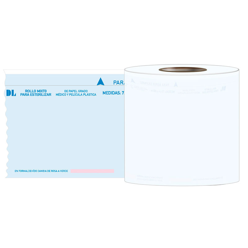 Nuestra Marca DL® ofrece una amplia gama de bolsas mixtas para esterilizar por vapor , Formaldehido o gas oxido de etileno, elaboradas de papel o en una cara y en otra plástico grado médico que permite la visualización de los materiales en el proceso de esterilización desde el exterior. Ideal para instrumental médico y quirúrgico.  En presentación invidual o por rollo con sistema de apertura lateral. 